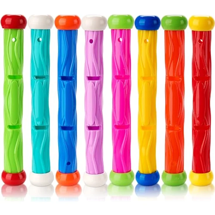JOYIN 8 Stücke Tauchstäbe, buntes Wasserspielzeug für Kinder, 19 cm, ungiftig und lichtbeständig – Bild 1
