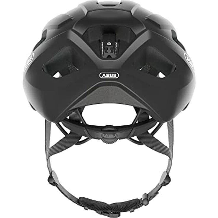 ABUS Rennradhelm Macator - Sportiver Fahrradhelm für Einsteiger - auch Zopfträger - Damen und Herren - Schwarz Matt, Größe L, L (58-62 cm​) – Bild 3