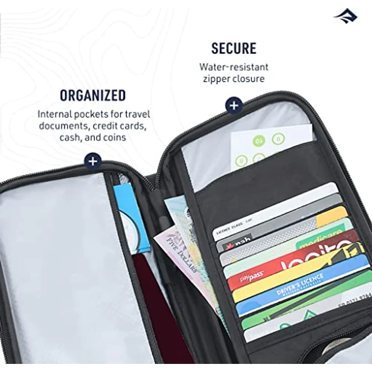Sea to Summit Ultra-Sil Geldbörse RFID-Blocker Schutz, grau, 4 Fächer für Karten, 2 Geldscheinfächer, Zipperfach für Münzgeld – Bild 5