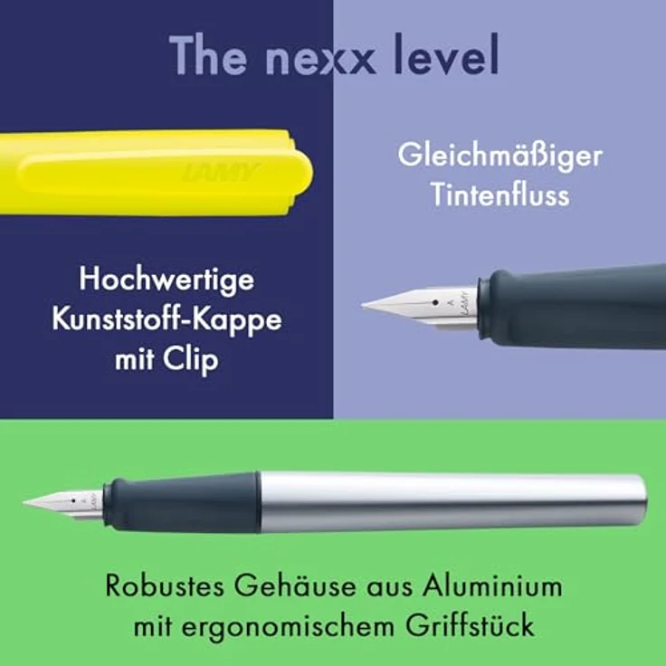 LAMY nexx Füllfederhalter, ergonomisches Design, neonyellow, Feder A für Anfänger – Bild 4