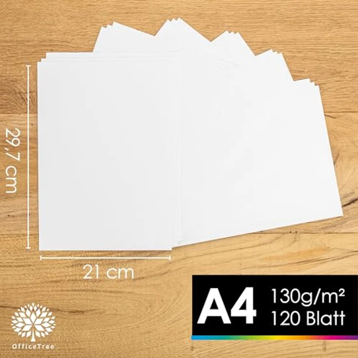 OfficeTree Tonpapier A4 Weiß, 120 Blatt 130g/m² Bastelpapier für Kreatives, 100% Altpapier – Bild 2