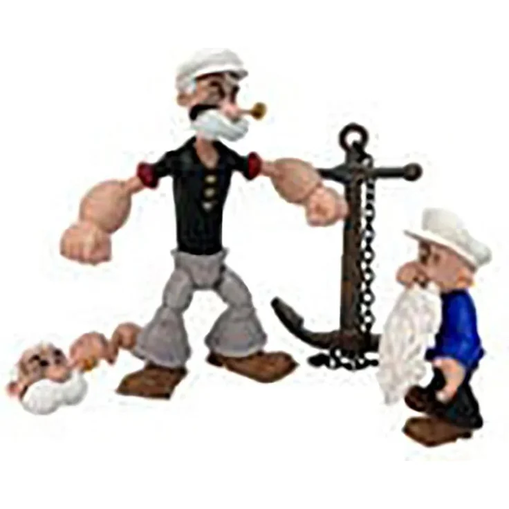 Boss Fight Studio Popeye Actionfigur Wave 02 Poopdeck Pappy, 1:12 Sammelfigur mit Hut, alternativem Kopf und Pooky Jones