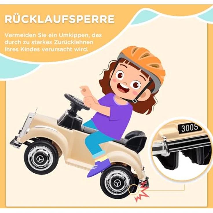 AIYAPLAY Rutschauto, Kinderfahrzeug mit Stauraum und Kippschutz, Beige, 77,5 x 41,5 x 45 cm – Bild 3