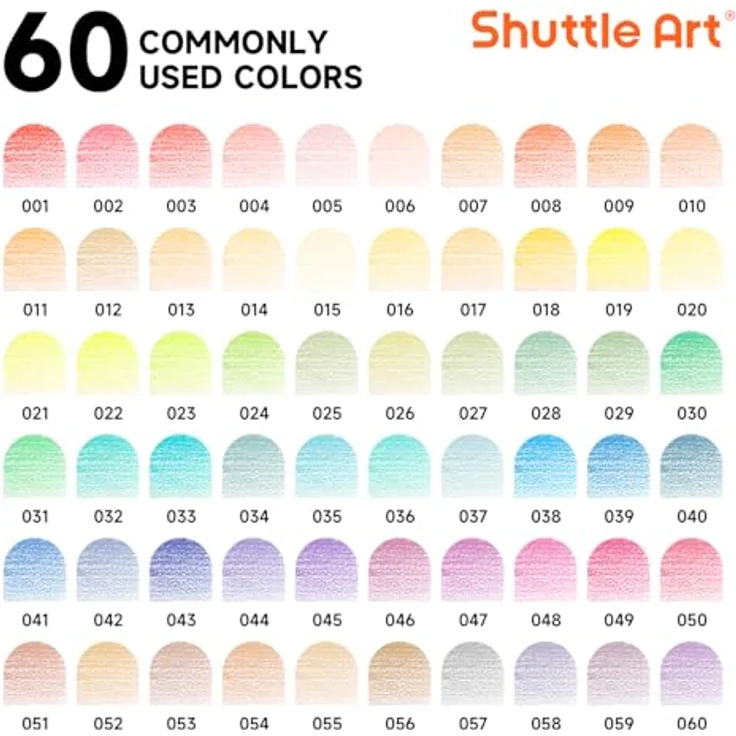 Shuttle Art Pastell Buntstifte Set, 60 hochpigmentierte Macaron Farbstifte, bruchfest und nummeriert, ideal für Erwachsene und Kinder – Bild 2