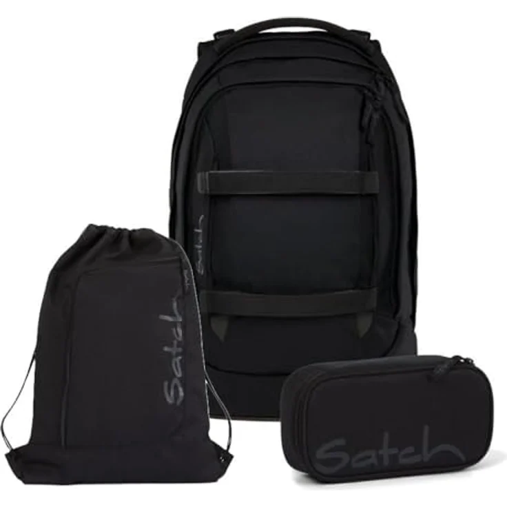 Satch Pack Schulrucksack Set 3tlg. inkl. Schlamperbox und Sportbeutel, 3D Soft-Mesh Rückensystem, 30 Liter Volumen, Blackjack – Bild 1