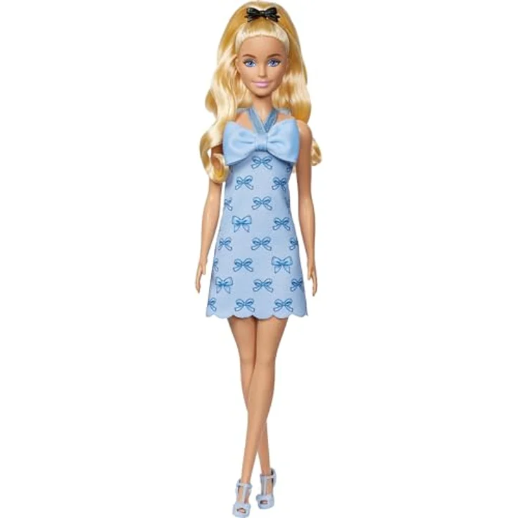Barbie Fashionista Puppe mit blauer Schleife, Anziehpuppe für kreative Modeerlebnisse – Bild 4