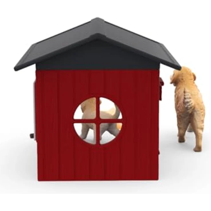 Schleich Hundehütte mit Golden Retrievern, rote Holz-Hundehütte mit Fenster und abnehmbarem Dach, 17 x 13 x 7,8 cm – Bild 13