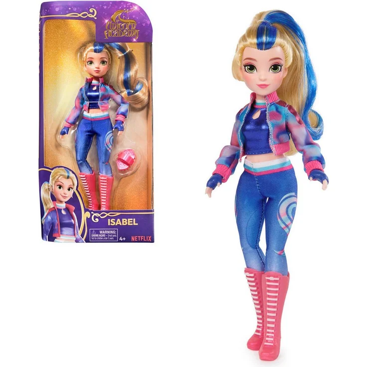 Spin Master Anziehpuppe Unicorn Academy - Fashion Doll - Isabel, 24 cm große Ankleidepuppe mit original Reit-Outfit und 9 Bewegungspunkten, blond mit blauer Strähne – Bild 1