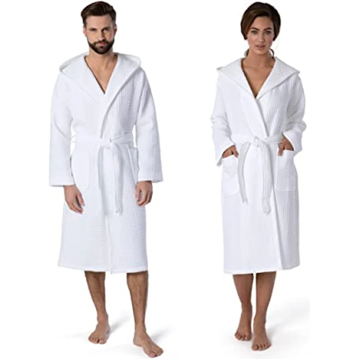 MÖVE Kapuzenmantel möve Piquée, Weiß, Gr. XL, unisex, Oeko-Tex® Standard 100, aus 100% Baumwolle, schnelltrocknend und saugfähig – Bild 1