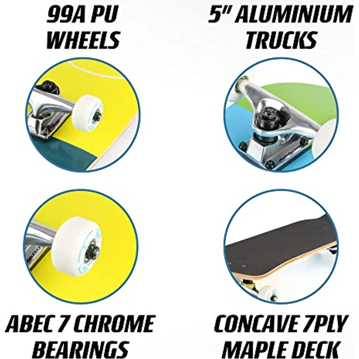 Osprey Absolute Anfänger Double Kick Trick Skateboard, 78,7 x 20,3 cm Ahorndeck – Bild 2