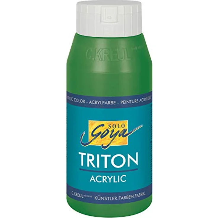 KREUL Solo Goya Triton Acrylfarbe Laubgrün, 750 ml Flasche, schnell und matt trocknend, wasserbasis, studioqualität, gut deckend und ergiebig – Bild 1