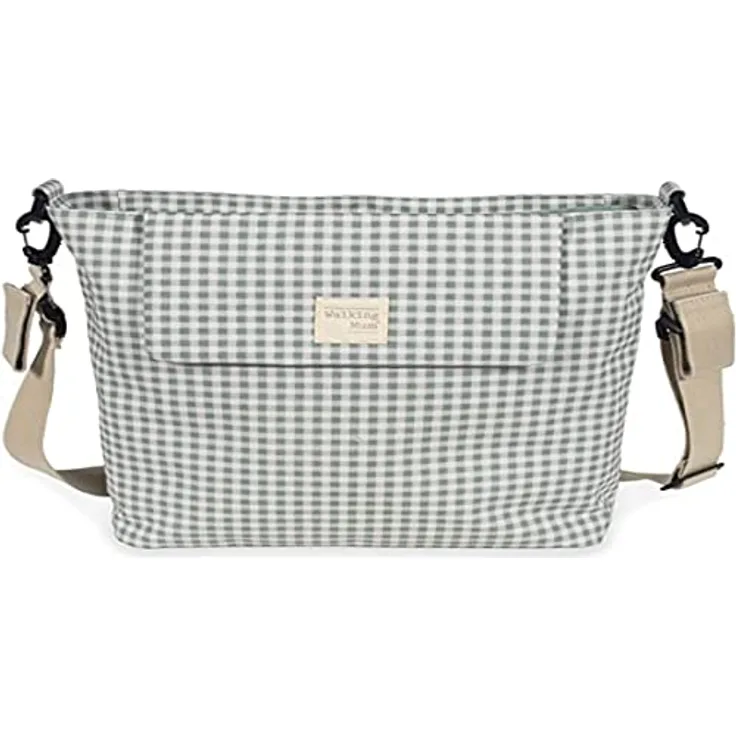 Walking Mum. I Love Vichy Wickeltasche für Kinderwagen, Schultertasche, Grün, 42 x 36 x 13 cm