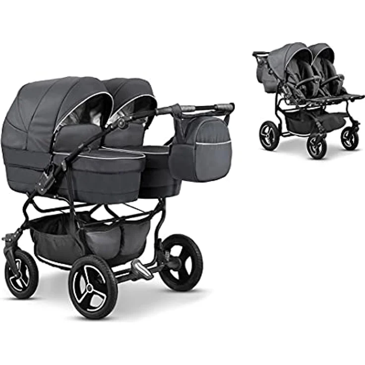 Elcar Zwillingskinderwagen 2 in 1 Twin Star inkl. Sportsitze - 10 Teile - in 16 Farben – Bild 1