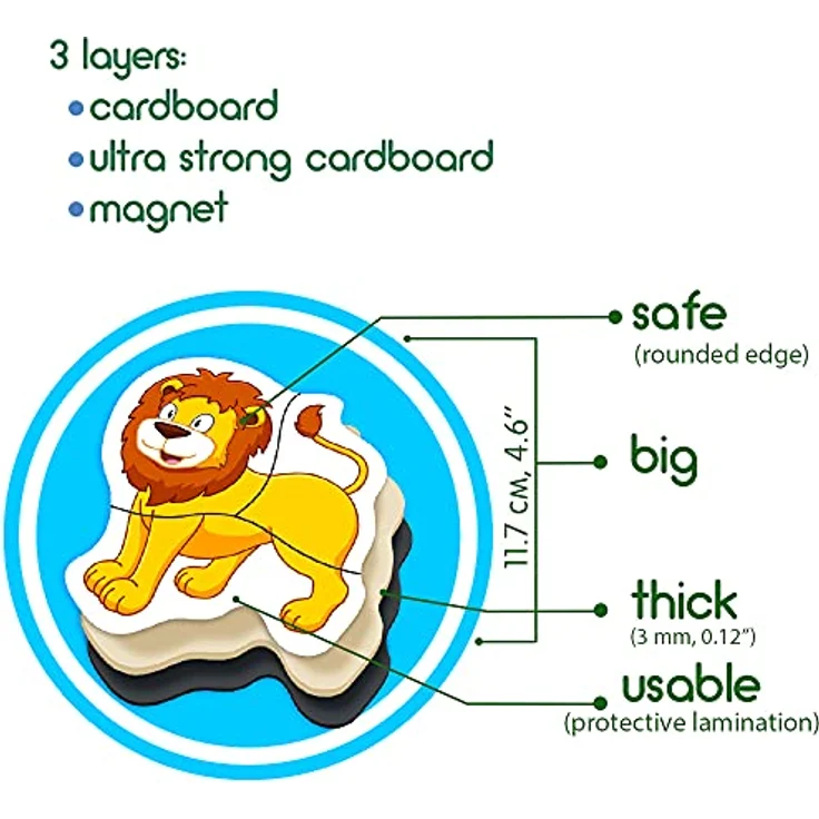 Magdum 6 Zoo Magnete Kinder Puzzle ab 3 Jahren - Magnete Kinder für magnettafel - Magnet Spielzeug Kinder -Magnetische Puzzle 3 Jahre - Spielzeug ab 3 Jahre -Lernspiele ab 3 Jahre -Magnet Puzzle – Bild 7