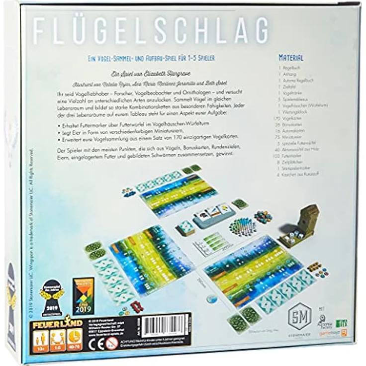 Feuerland Spiele 63558, FLÜGELSCHLAG Brettspiel, Kennerspiel des Jahres 2019, 1 bis 5 Spieler – Bild 3