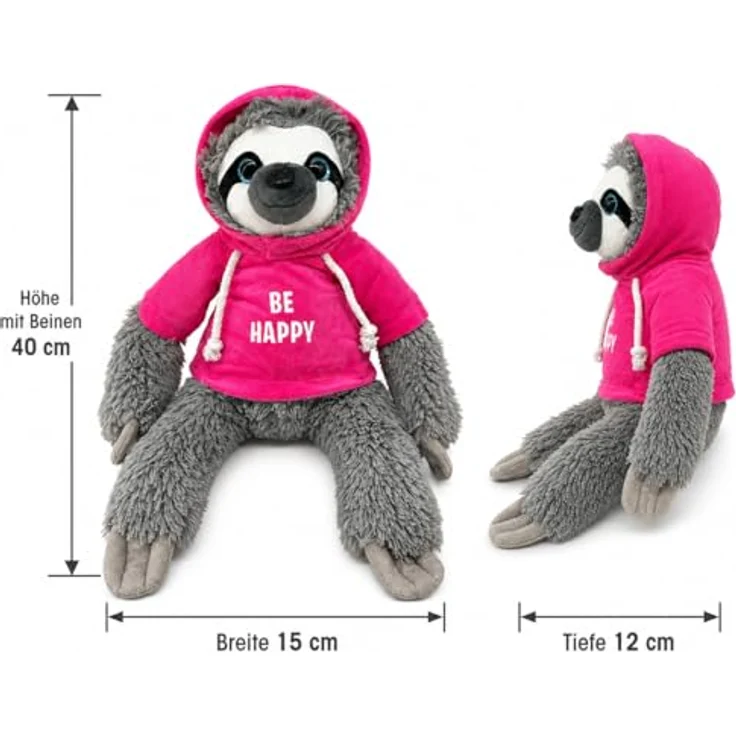 SOMA Faultier Kuscheltier XXL 40 cm Plüschtier Be Happy pink, flauschiges hochwertiges Stofftier für Kinder und Erwachsene, ideales Geschenk für Weihnachten und Halloween – Bild 2