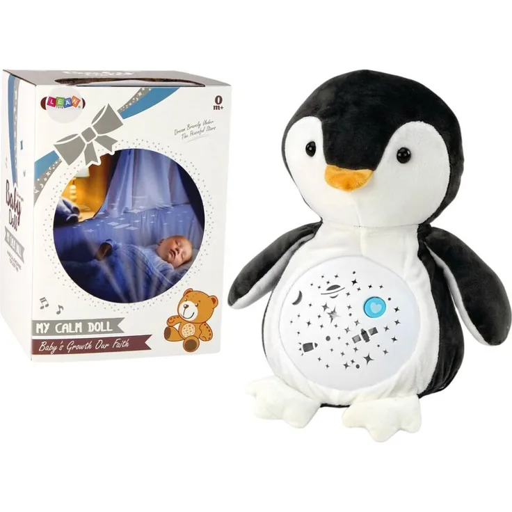 Leantoys Teddybär-Pinguin-Schlaflicht, mit Geräuschen, Nacht- und Tagmodus, kuscheliges Plüschtier