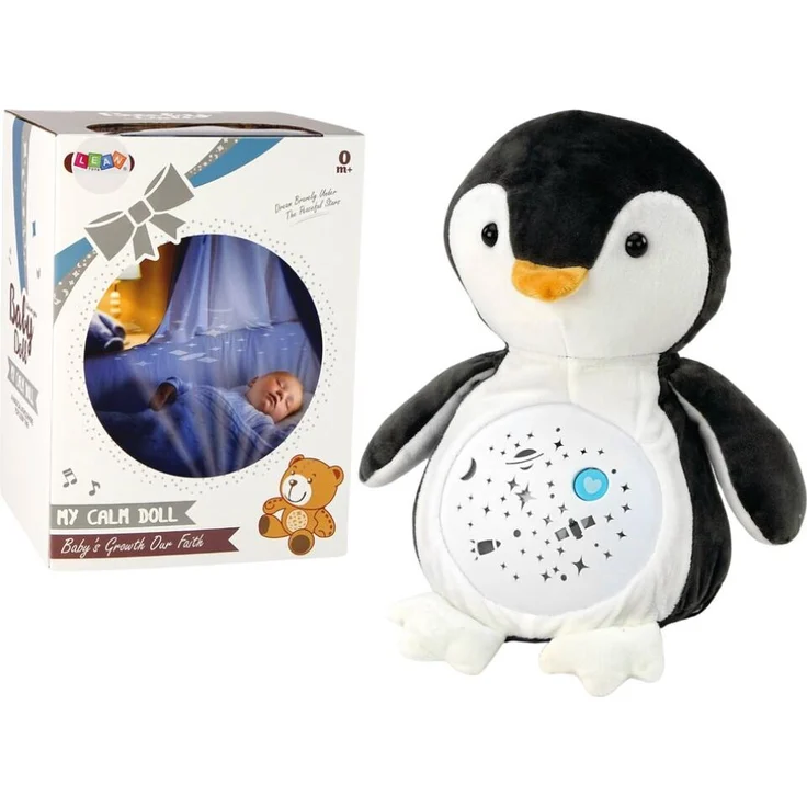Leantoys Teddybär-Pinguin-Schlaflicht, mit Geräuschen, Nacht- und Tagmodus, kuscheliges Plüschtier