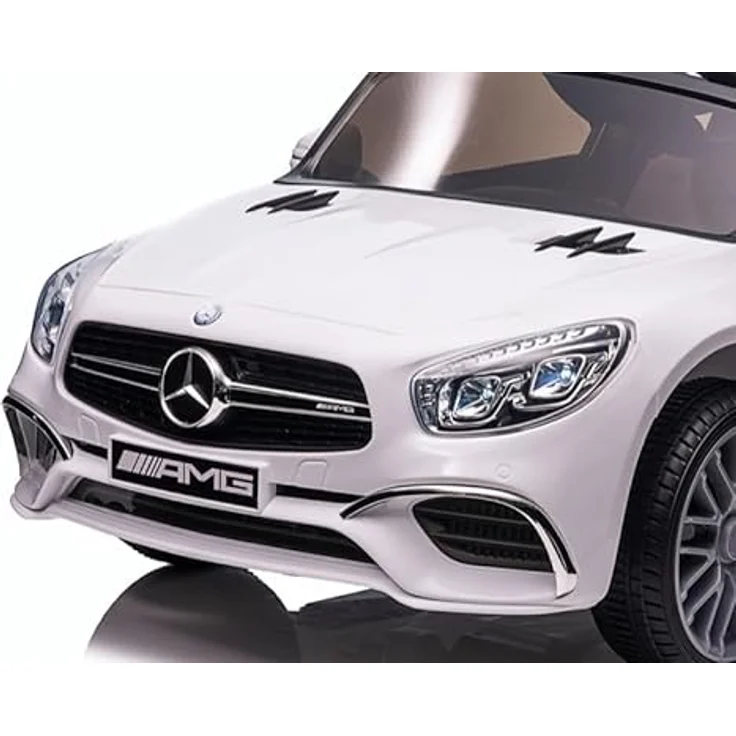 schnaeppchenmeile-online Kinder Elektroauto Mercedes Benz SL63 AMG weiss Zwei Motoren, LED, Fernbedienung, USB eingang, MP3, 12V 7Ah Akku, 3 Geschwindigkeiten – Bild 7