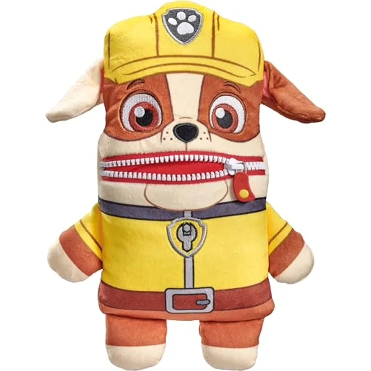 Schmidt Spiele Sorgenfresser Paw Patrol Rubble, 27 cm Plüschfigur aus hochwertigem, elastischem Material, handwaschbar, ab 0 Jahren
