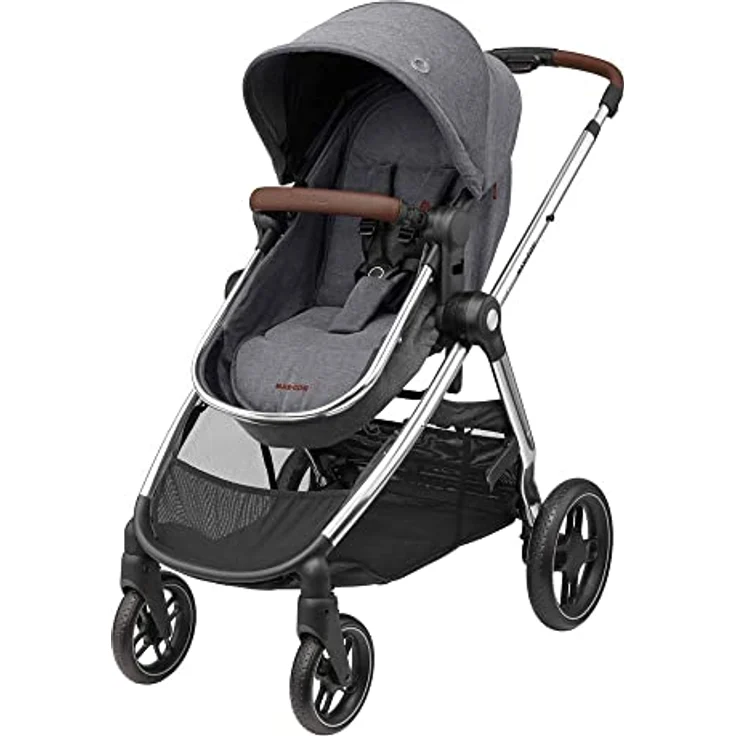 Maxi-Cosi Zelia Luxe 2-in-1-Kinderwagen, wendbarer Sitz, einhändig zusammenklappbar, geeignet von Geburt bis 4 Jahre, 0-22 kg, Twilllic Grey, großer Einkaufskorb – Bild 1