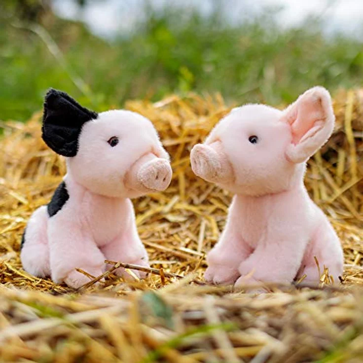 One for Fun Plüsch-Schwein Piggy, hochwertiges Kuscheltier mit realistischen Details und Miniaturbuch über das Tier – Bild 6