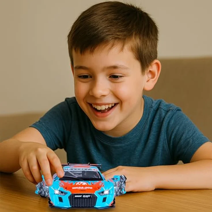 Blau Audi R8 LMS Diecast 1:24, Modellauto inkl. Knopfzellen, blau – Bild 6