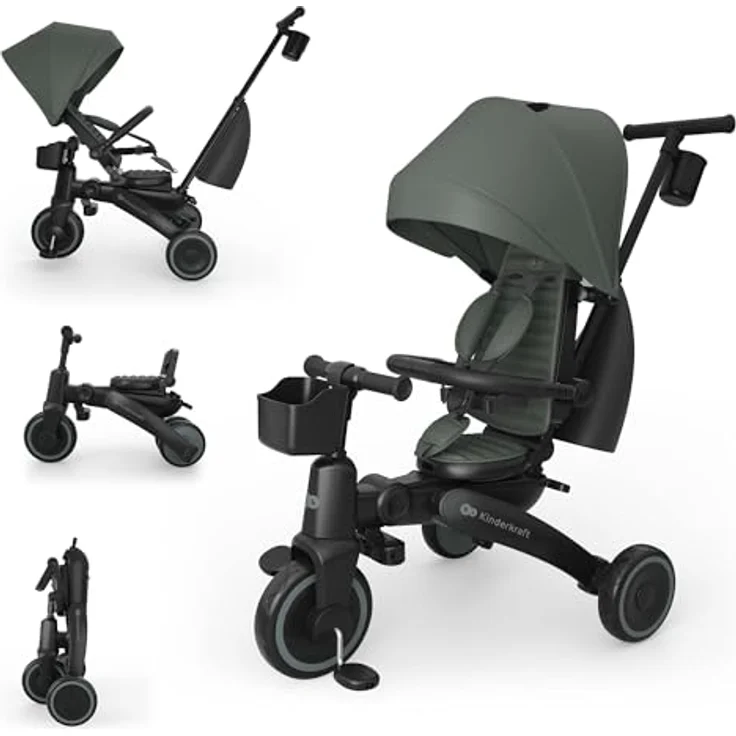 Kinderkraft Dreirad Jazz³, 6-in-1 System für Kinder von 9 Monaten bis 25 kg, drehbarer Sitz, abklappbares Verdeck, integrierter Stauraum – Bild 1