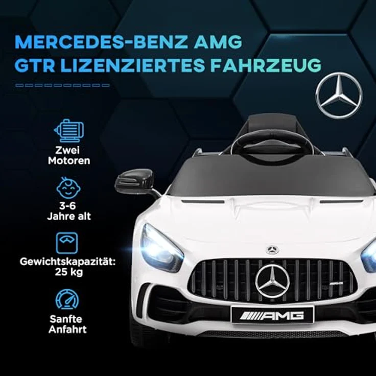 AIYAPLAY Elektro-Kinderauto 12 V Kinderauto mit 2,4G Fernbedienung, USB, MP3, Musik, Belastbarkeit 25 kg, (1-tlg), 3-5 km/h, für Kinder 3-6 Jahre, Schwarz – Bild 3
