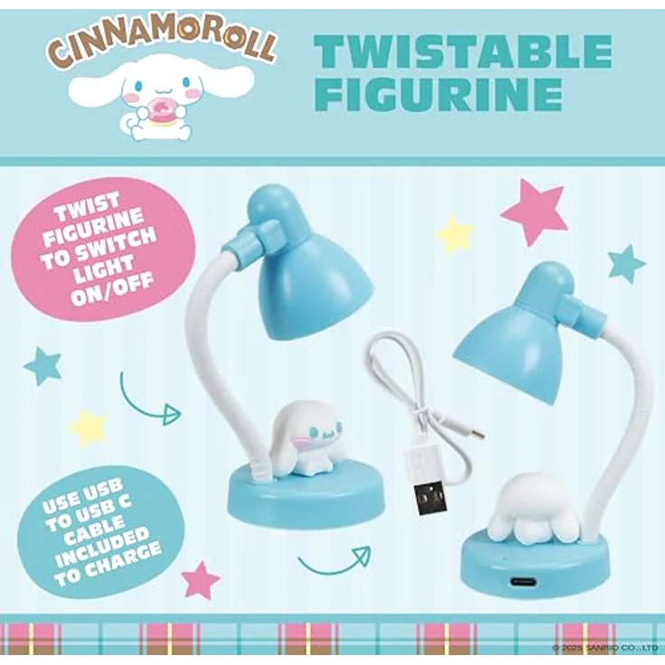Blue Sky Studios Cinnamoroll Mini Lampe, USB-C wiederaufladbar, LED Nachtlicht, Sammlerstück – Bild 4