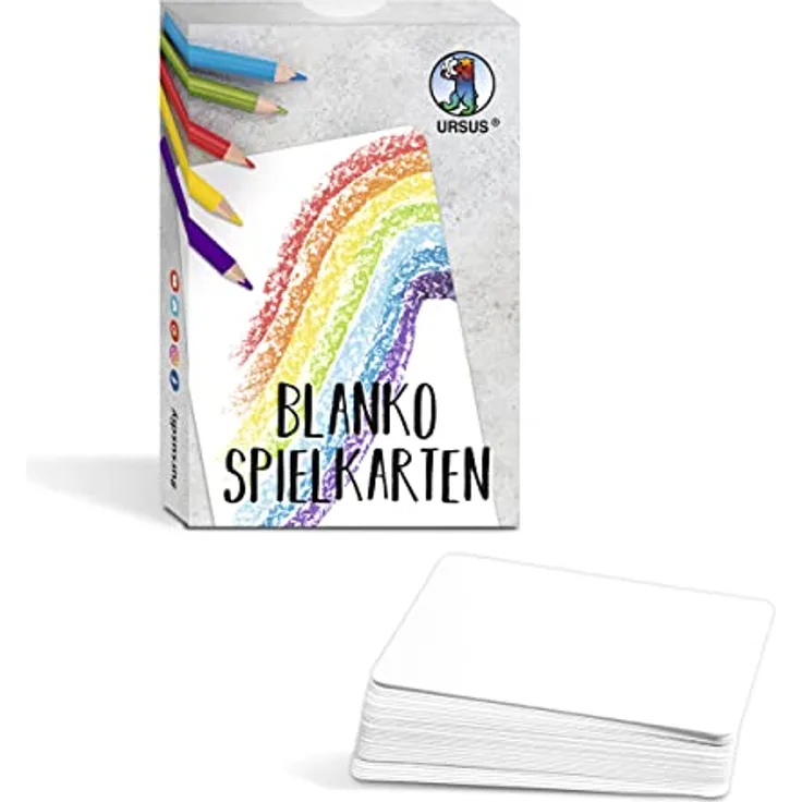 Ursus 17020000F - Blanko-Spielkarten, 36 unbedruckte Karten aus weißem Karton 300 g/qm, zum Basteln und Gestalten von Kartenspielen für Erwachsene und Kinder