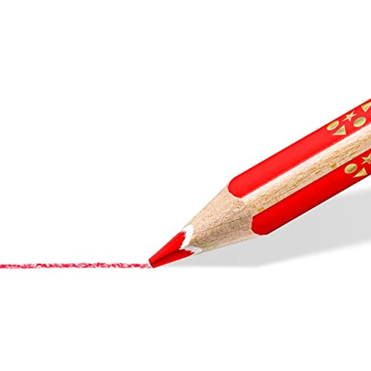 STAEDTLER Buntstift Noris jumbo, erhöhte Bruchfestigkeit, Dreikantform, ABS-System, attraktive Sternchenprägung, Bonuspack mit 12 brillanten Farben und einem Spitzer, 128 NC12P1 – Bild 3