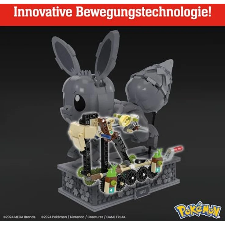 MEGA Pokémon Actionfigur-Bauset, bewegliches Evoli mit 1381 Teilen, zum Laufen an der Kurbel drehen, Spielzeug für Sammler zum Zusammenbauen und Präsentieren, HTH71 – Bild 5
