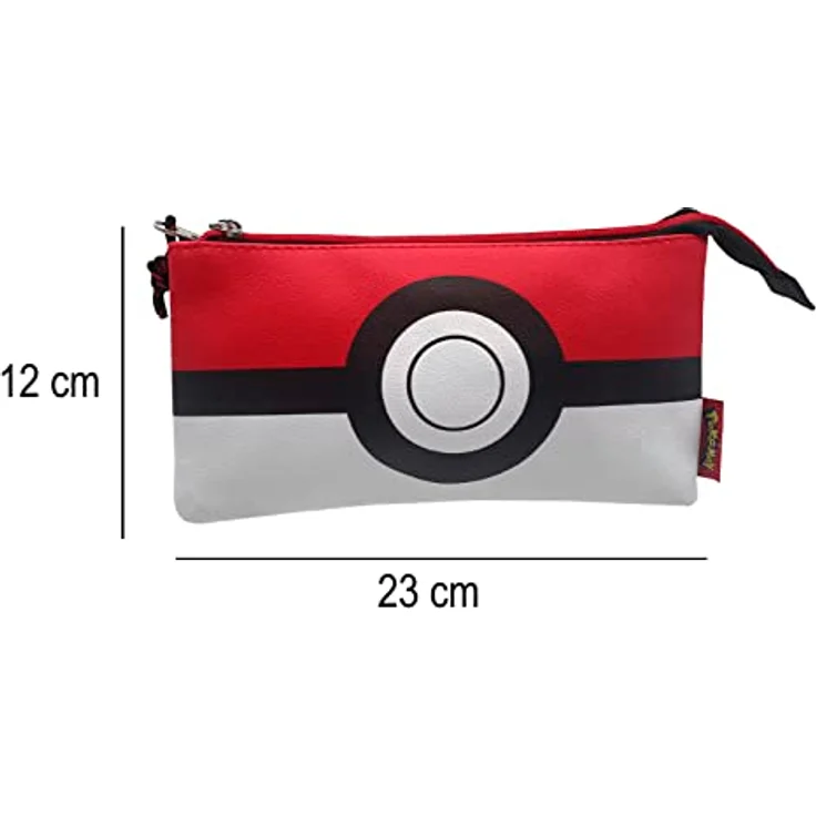 CYPBRANDS Pokémon Dreifach-Federmäppchen, 5 Fächer im Pokeball-Design, Weiß und Rot, offizielles Produkt – Bild 3