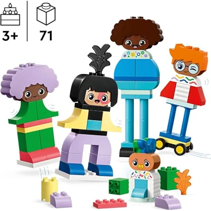LEGO DUPLO Town Baubare Menschen mit großen Gefühlen, Lernspielzeug für Kinder ab 3 Jahren, enthält 5 Figuren mit 10 Gesichtern für Rollenspiele, 71 Steine zum Kombinieren und Gestalten 10423 – Bild 2