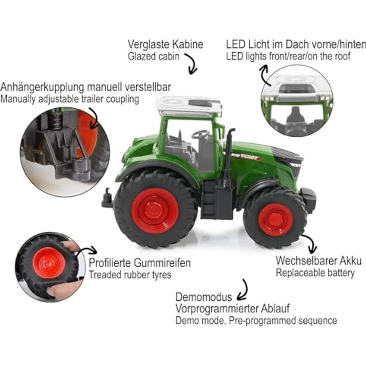 Jamara RC-Traktor Fendt 1050 Vario 1:24S, 2,4GHz mit LED Licht und gesperrter Antriebsachse, inklusive Akku – Bild 4