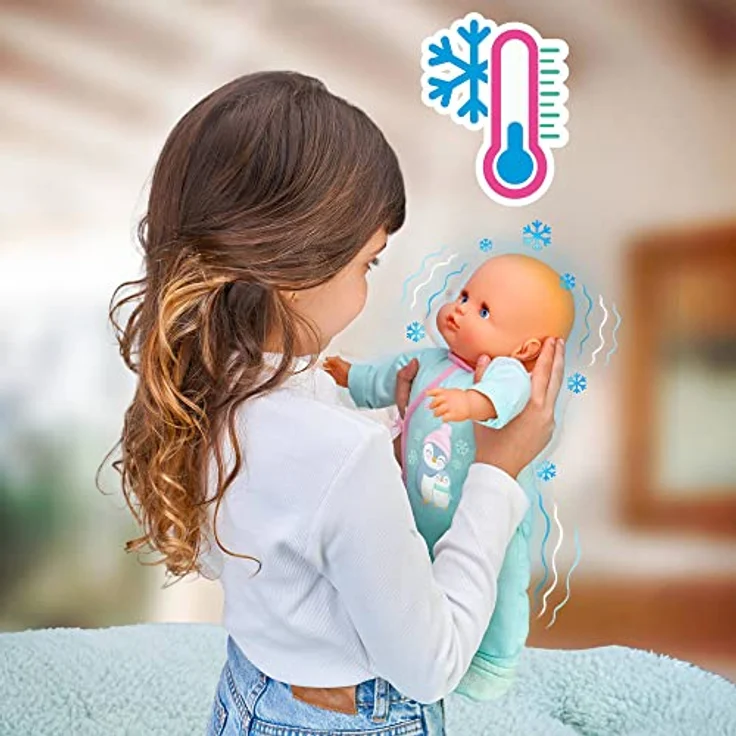 Nenuco - Ist Mein Baby gut zugedeckt?, Babypuppe Weichkörper, die krank Wird, zugedeckt Wird, zittert und Fieber hat, mit Schnuller und Babyschühchen als Pflegezubehör, Famosa (700017360) – Bild 10