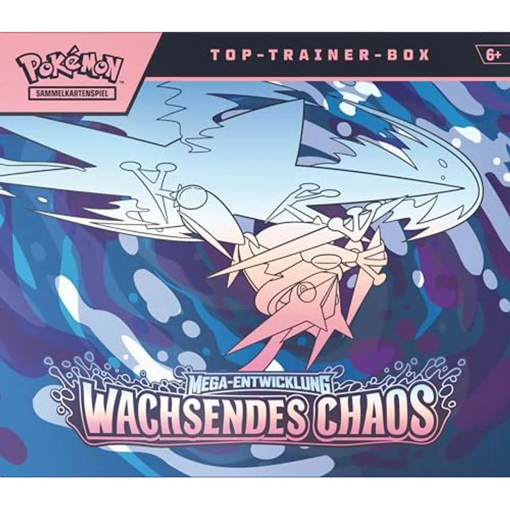 Pokémon Top-Trainer-Box Mega-Entwicklung – Wachsendes Chaos, 1 holografische Vollbild-Promokarte, 9 Boosterpacks, 40 Energiekarten und Premium-Zubehör – Bild 2