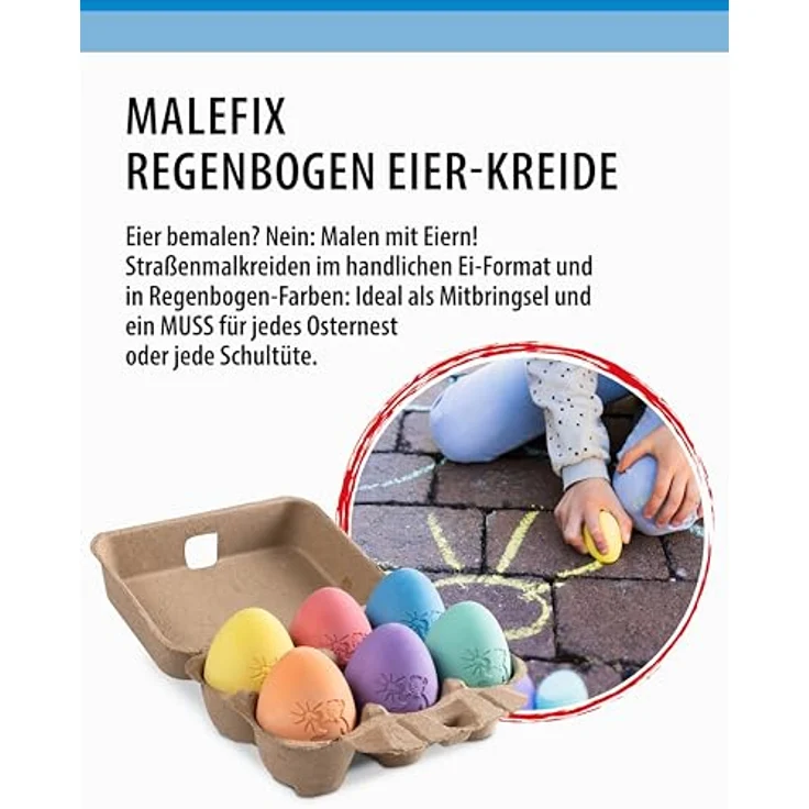 PUSTEFIX Straßenmalkreide Eier, 6er Pack Regenbogen-Kreide für kreative Kunstwerke – Bild 3