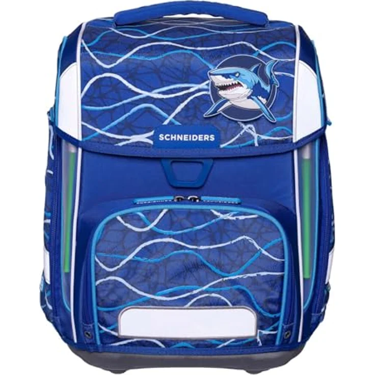 Schneiders Ergolite Schulranzen Set 9-teilig, ergonomisches Tragesystem, reflektierende Elemente für Sicherheit, 22 Liter Volumen, blau – Bild 2
