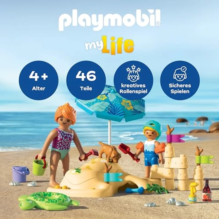 Playmobil® 71906 - Familienspaß am Strand, inklusive Figuren und Zubehör für kreatives Spielen – Bild 2