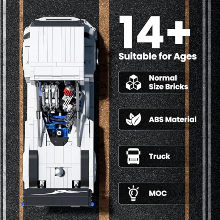 Mould King 10036 Technik Klemmbausteine LKW Knight, Modellbausatz mit 1604 Teilen, Europäischer LKW mit detaillierter Motorrekonstruktion, für Erwachsene ab 14 Jahren – Bild 3
