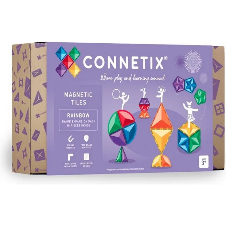 Connetix Rainbow Shape Expansion Magnetspielbausteine, pädagogisches Lernspiel, 36 Teile, ab 3 Jahren