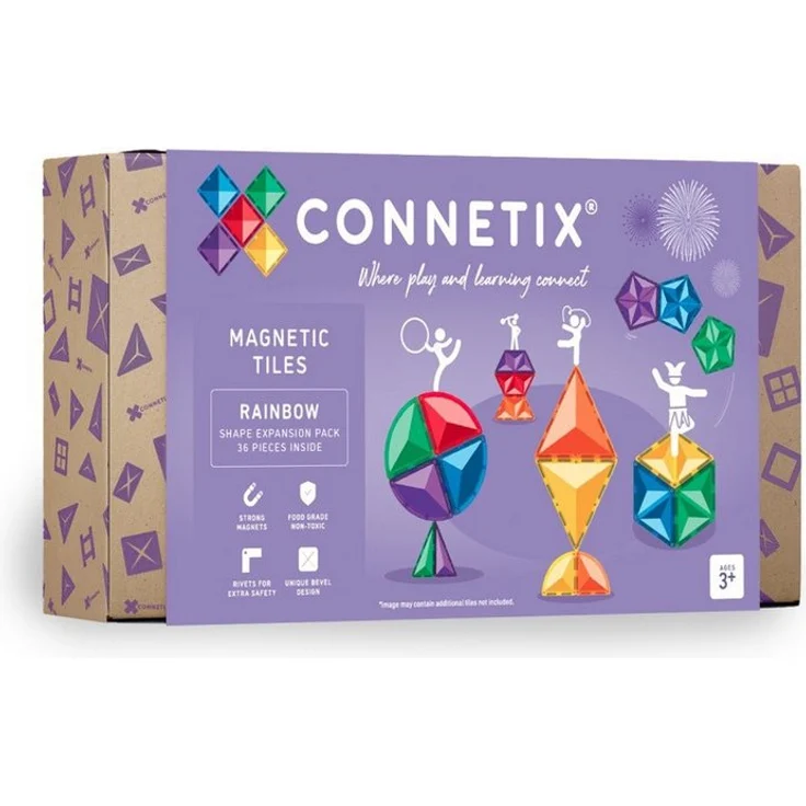 Connetix Rainbow Shape Expansion Magnetspielbausteine, pädagogisches Lernspiel, 36 Teile, ab 3 Jahren – Bild 1