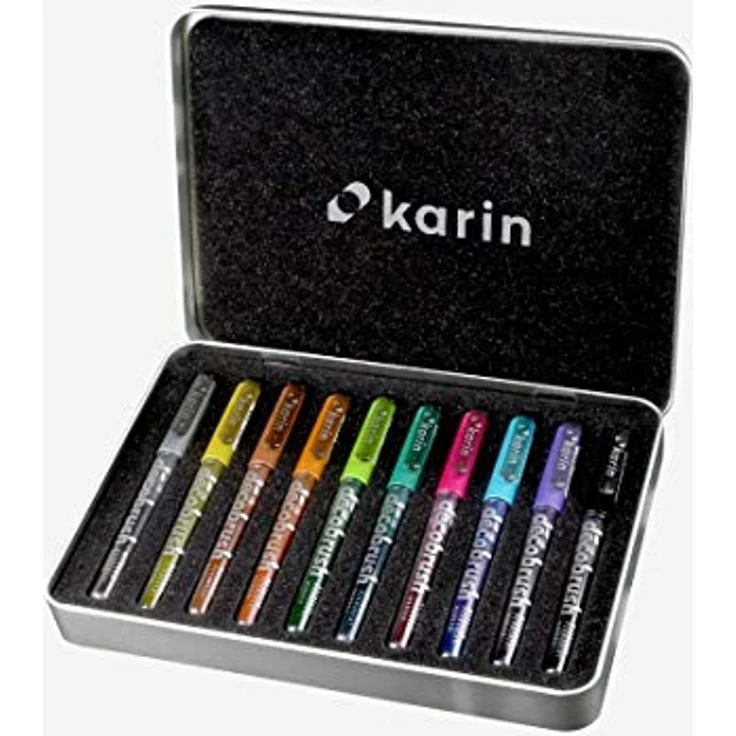 KARIN DecoBrush Metallic 10 pcs. set KARIN DecoBrush Metallic 10 Stück Transparenter Körper mit ink-free System, 2,4 ml – Bild 1
