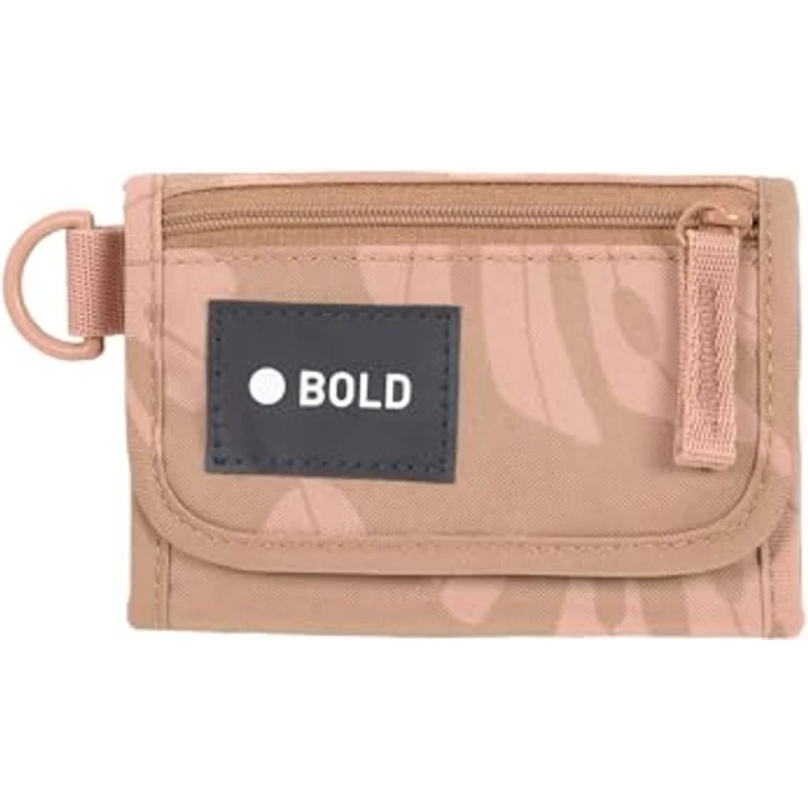 LÄSSIG BOLD Kinder Geldbeutel mit Klettverschluss und transparenten Sichtfenster, School Wallet Bold Leaves, caramel – Bild 1