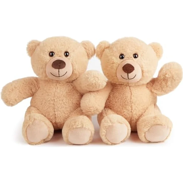 LotFancy Teddybär Plüschtier Set, 2 Stück je 20 cm Klein Hellbraun, Kuscheltier Spielzeug für Kinder, Geschenke zu Geburtstag und Valentinstag – Bild 1