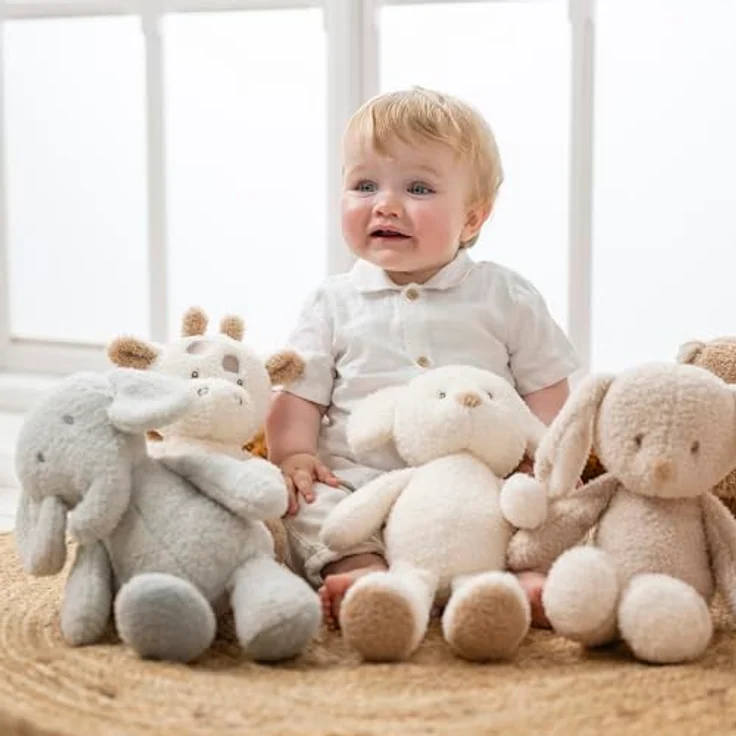 Nattou Kuscheltier Elefant Teddy, Wegbegleiter ab der Geburt, ca. 30 cm, Vegan, Grey – Bild 3