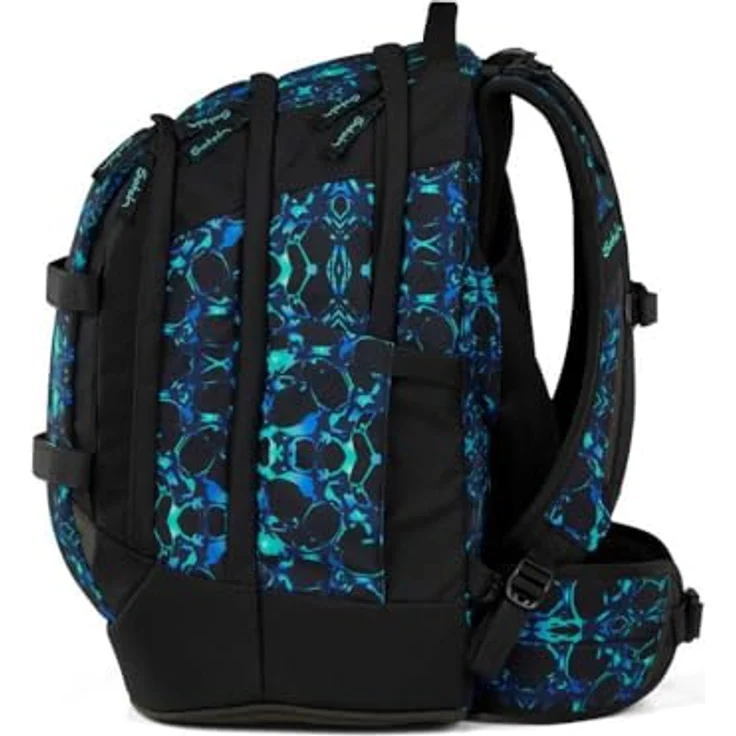 Satch pack Schulrucksack Set 2tlg. inkl. Schlamperbox, 30 Liter Volumen, 3D Soft-Mesh Rückensystem, Caleido Blue – Bild 4