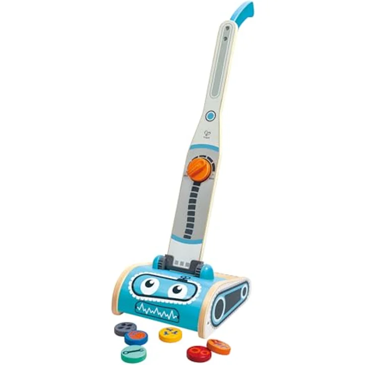 Hape Spielzeug-Staubsauger Mini Haushalts-Spielzeug, Lernspielzeug mit 6 bunten Schmutzflecken, für Kinder ab 24 Monaten – Bild 1
